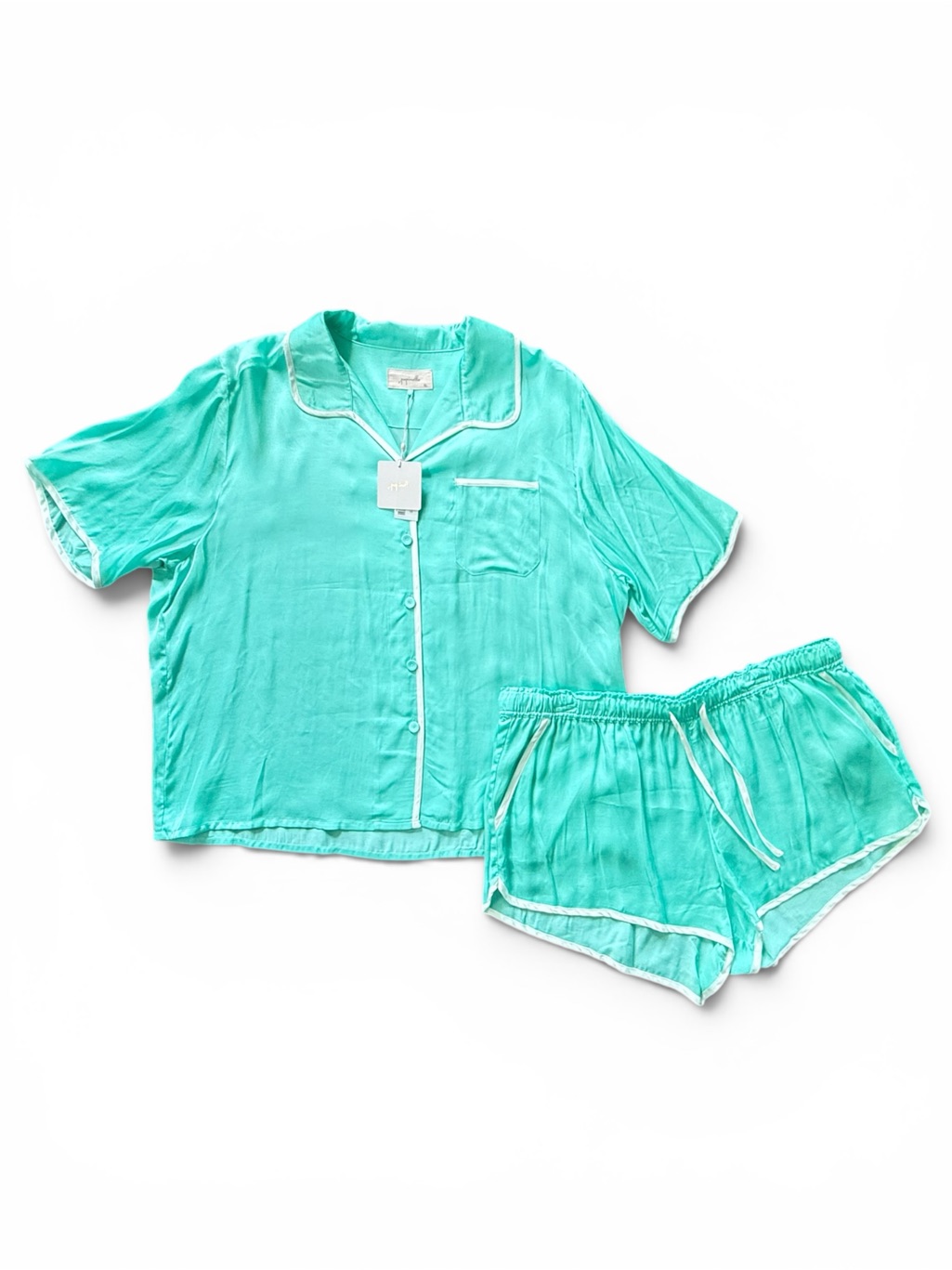 Papinelle Women’s Mint Viscose Short Sleeve Pajama Shorts Set Size Xl Nwt — image 5 of 8